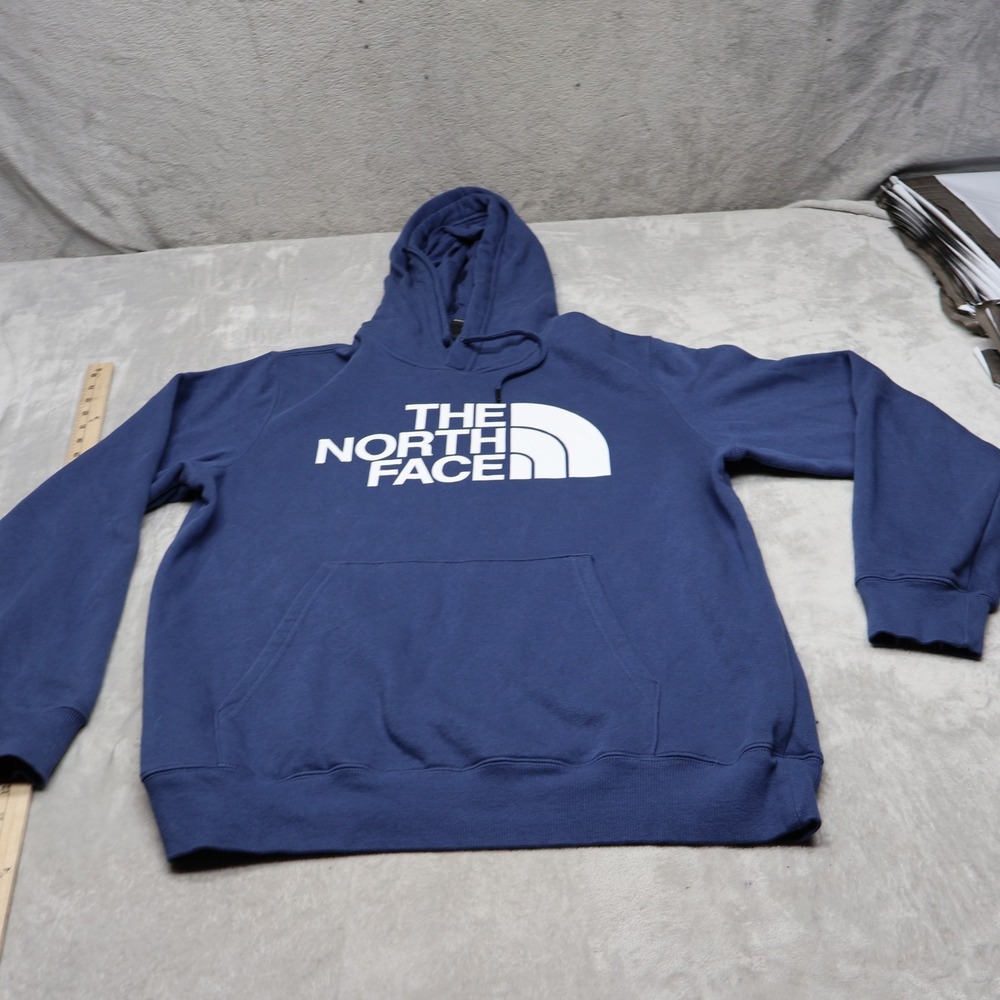 North Face Hoodie Mens Medium Blue Half Dome Pullover Fleece Classic Sweatshirt